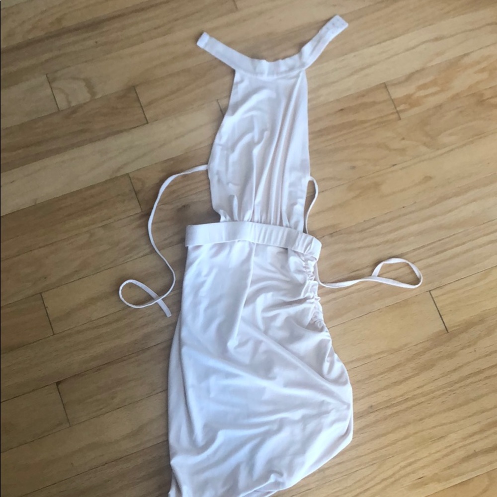 Oh Polly Cream Halter Mini Dress